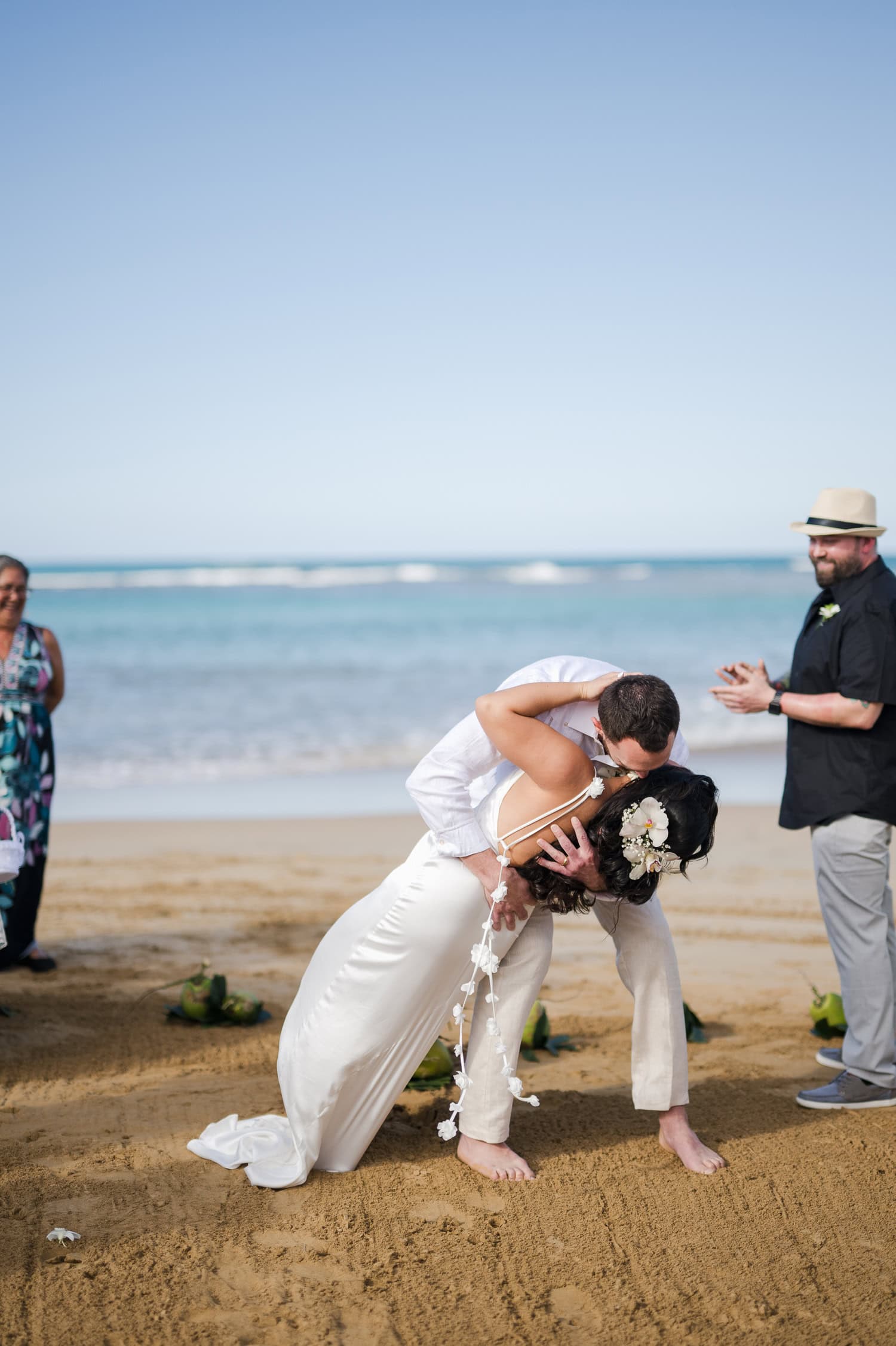 Small intimate beach wedding photography at La Pared Beach, in Luquillo Puerto Rico