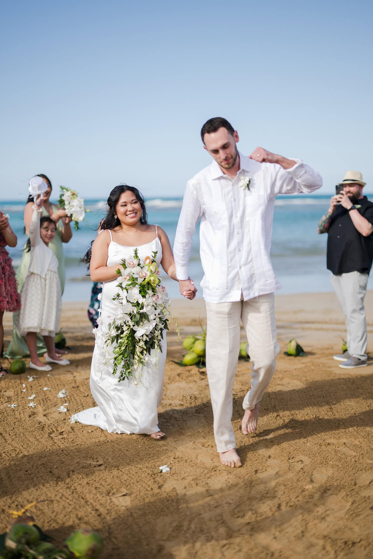 Small intimate beach wedding photography at La Pared Beach, in Luquillo Puerto Rico