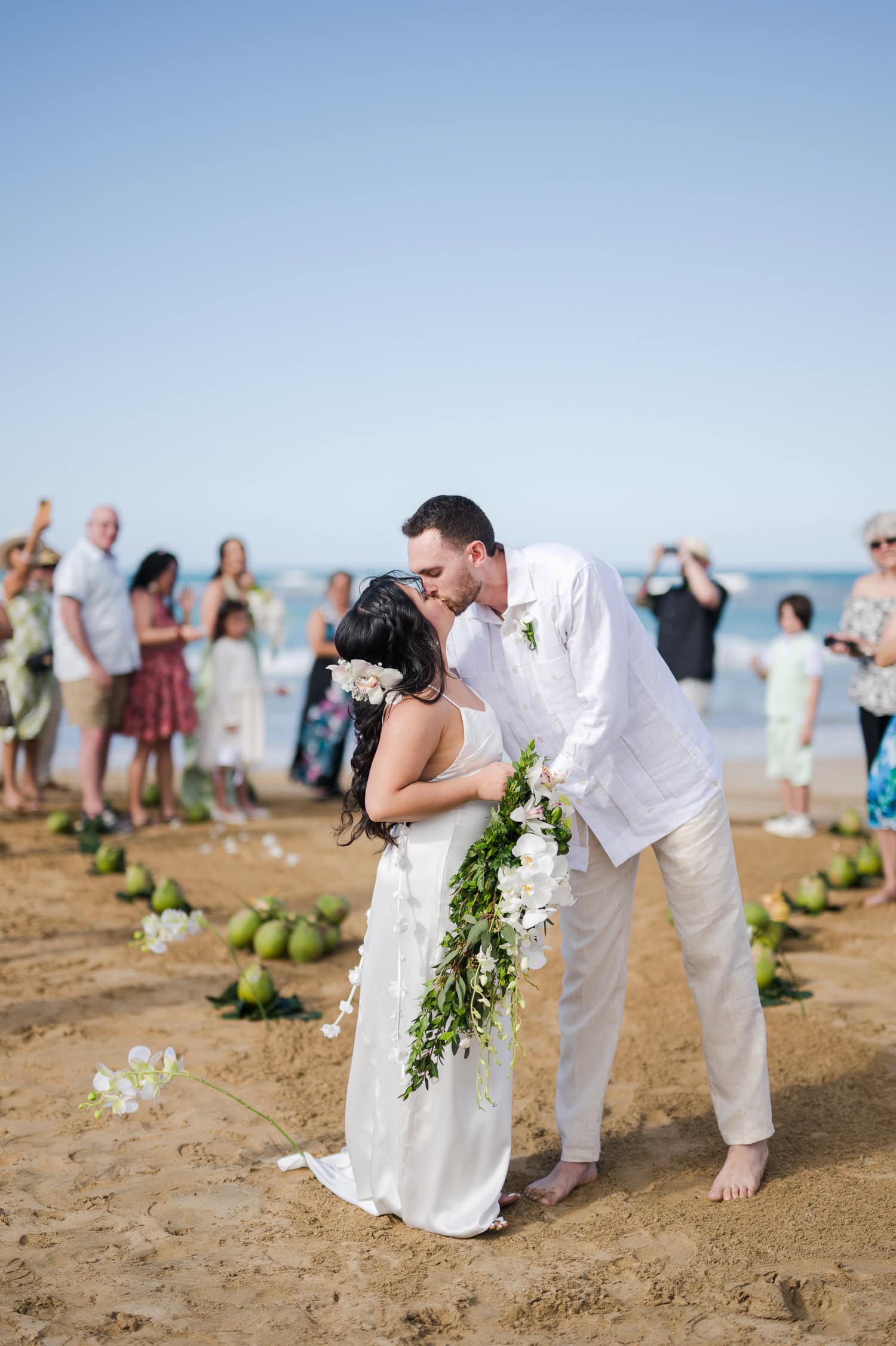 Small intimate beach wedding photography at La Pared Beach, in Luquillo Puerto Rico