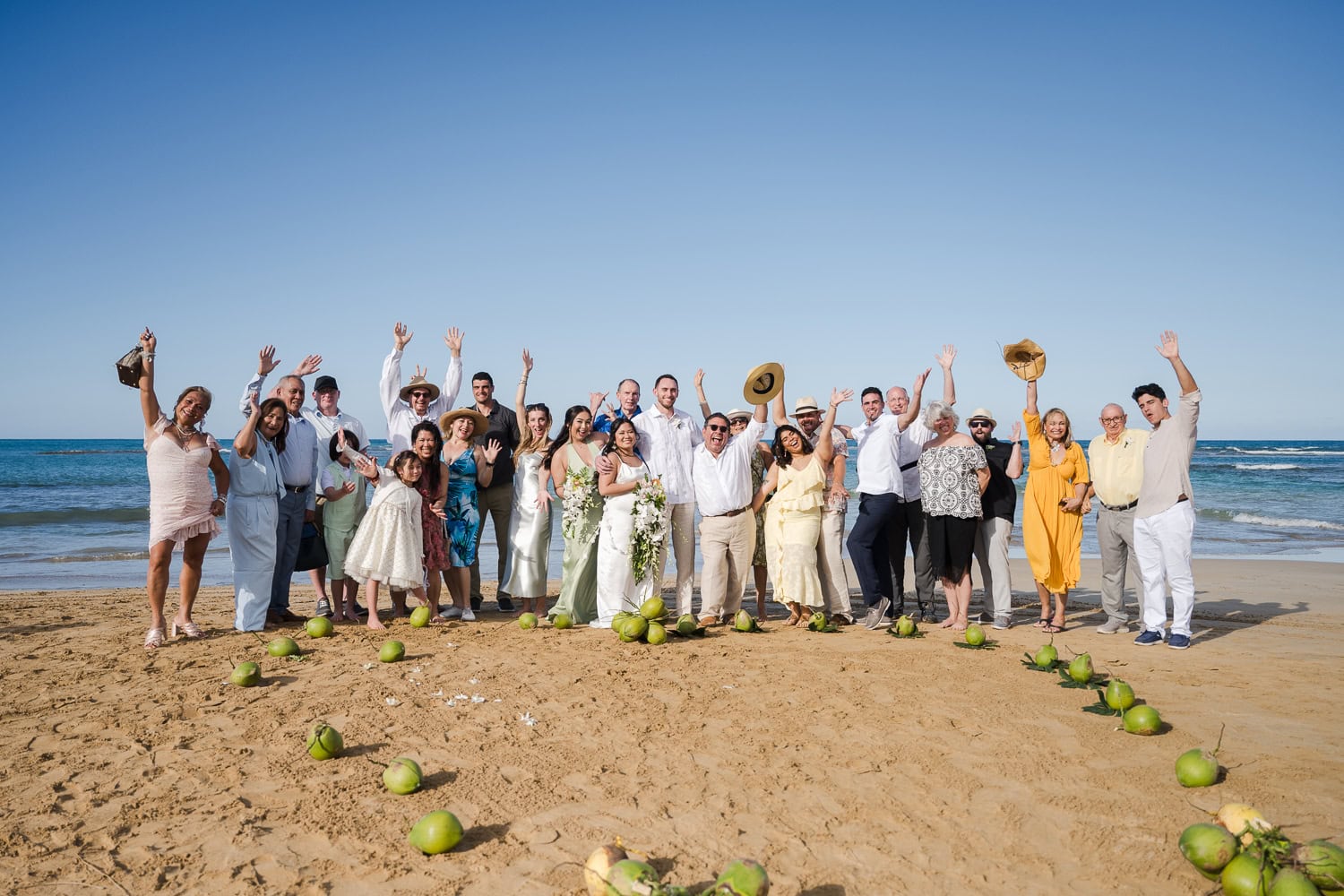 Small intimate beach wedding photography at La Pared Beach, in Luquillo Puerto Rico