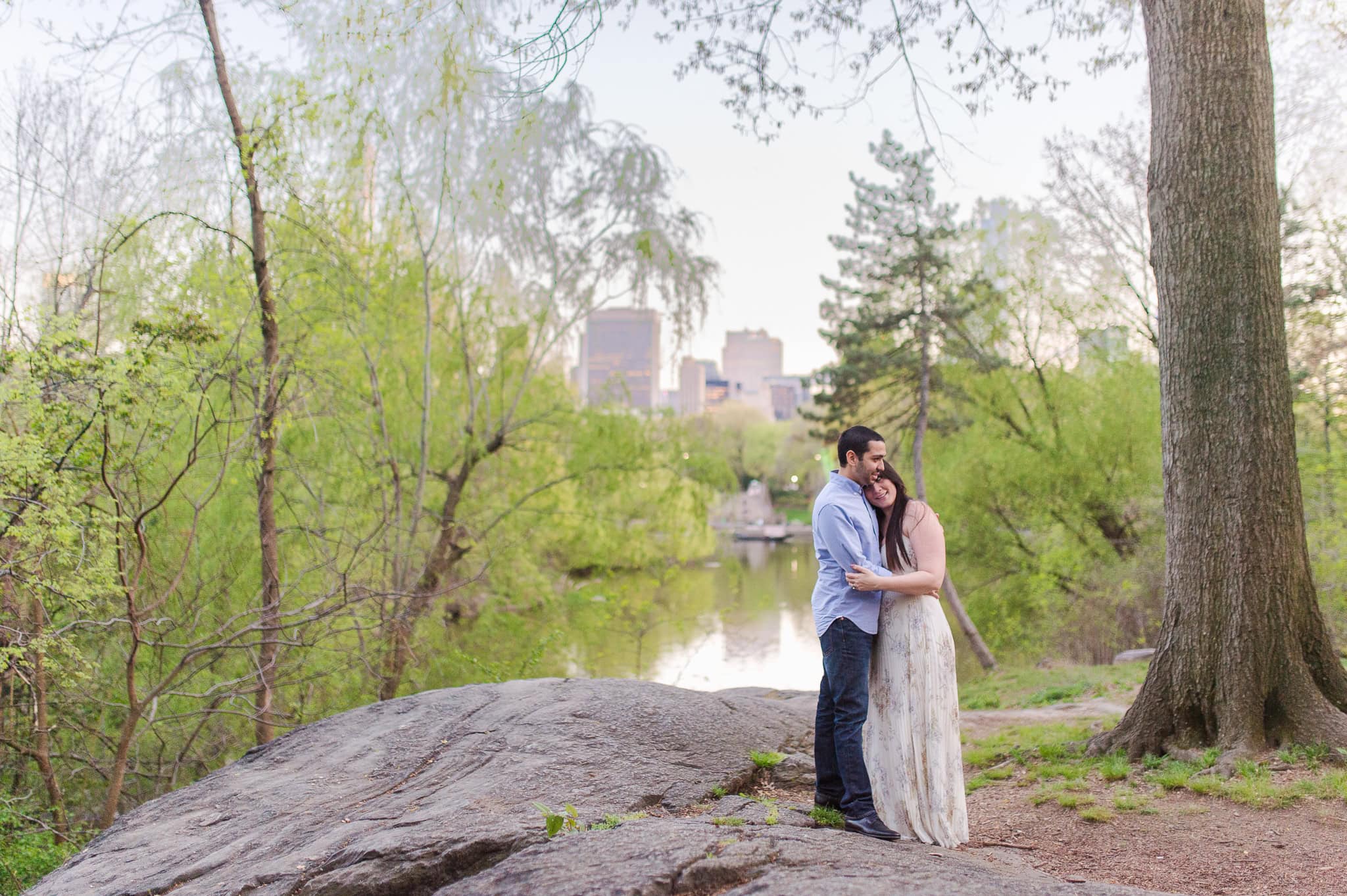 Cherry Blossom Springtime Central Park Engagement Photos wedding photographer camille fontz captures cherry blossom engagement photos in central park, new york city