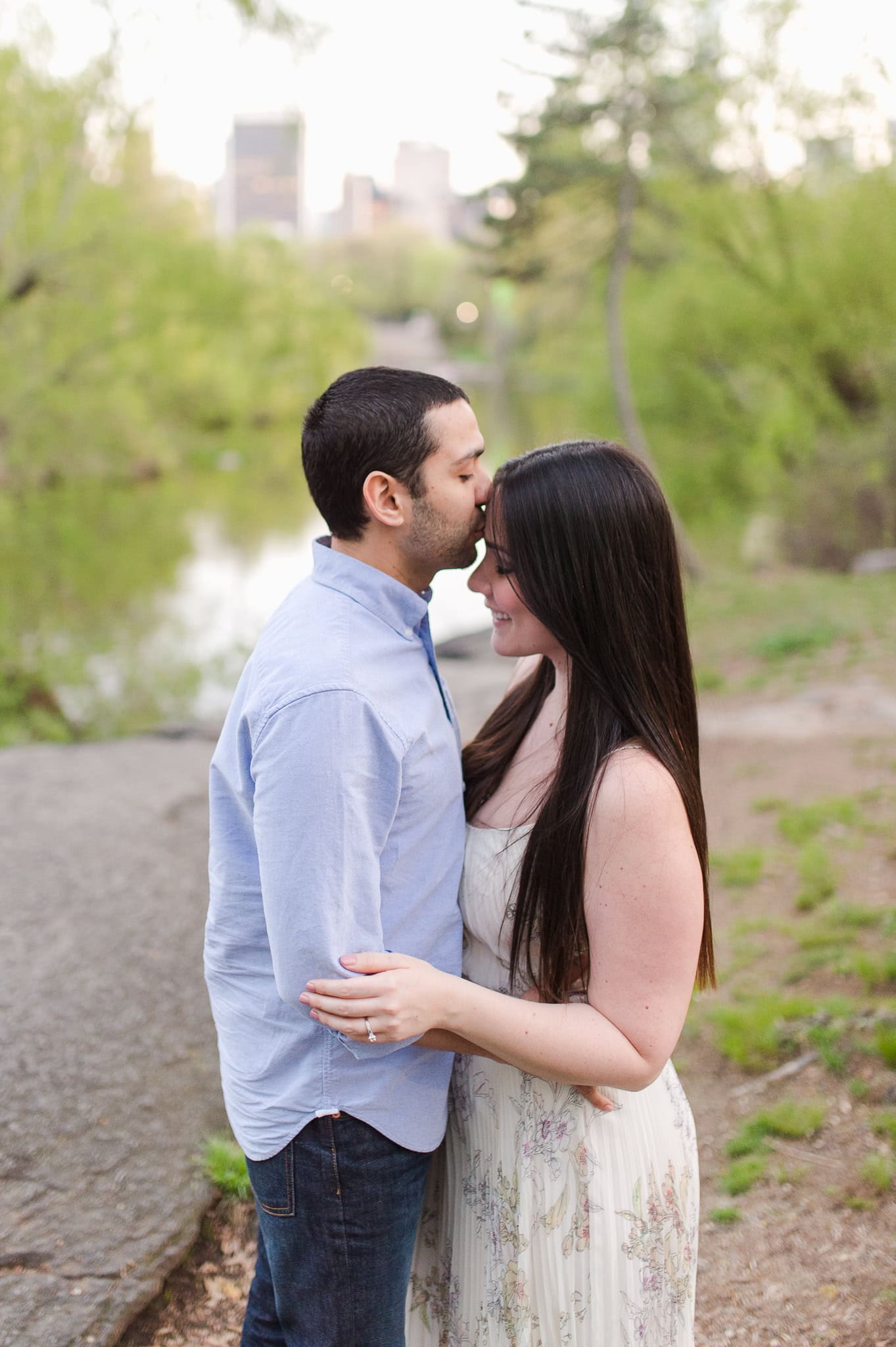 Cherry Blossom Springtime Central Park Engagement Photos wedding photographer camille fontz captures cherry blossom engagement photos in central park, new york city