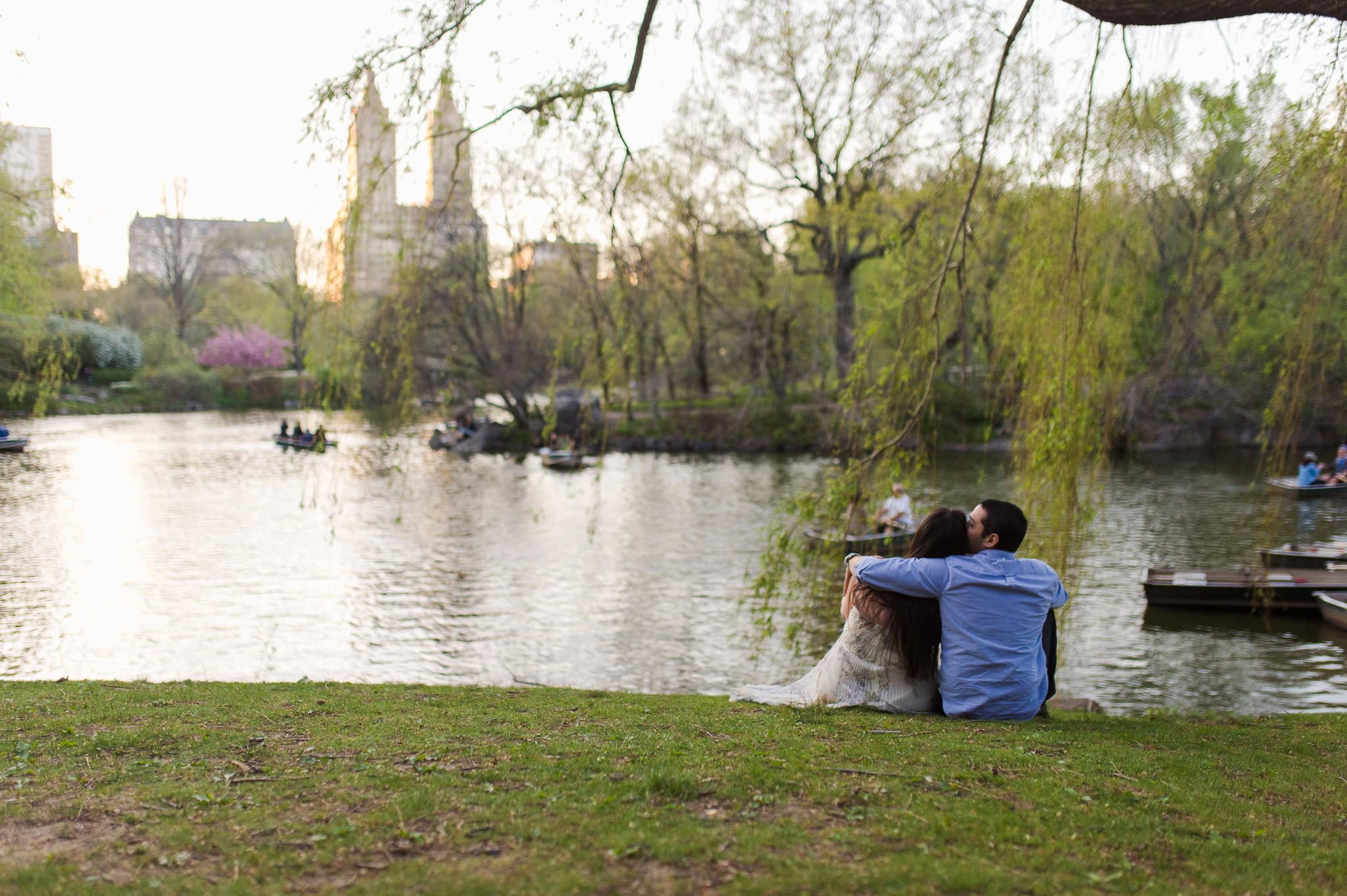 Cherry Blossom Springtime Central Park Engagement Photos wedding photographer camille fontz captures cherry blossom engagement photos in central park, new york city
