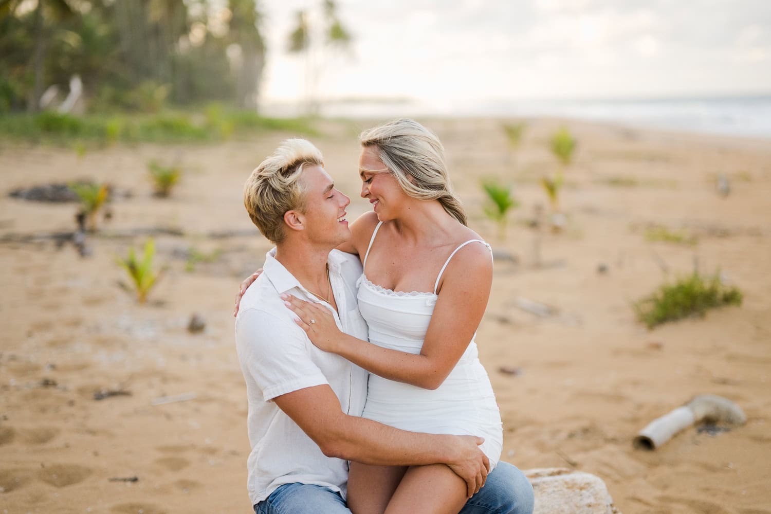 Vacation Beach Photos at Loiza, Puerto Rico sunset vacation beach engagement photos in Aviones Beach, Loiza Puerto Rico during their