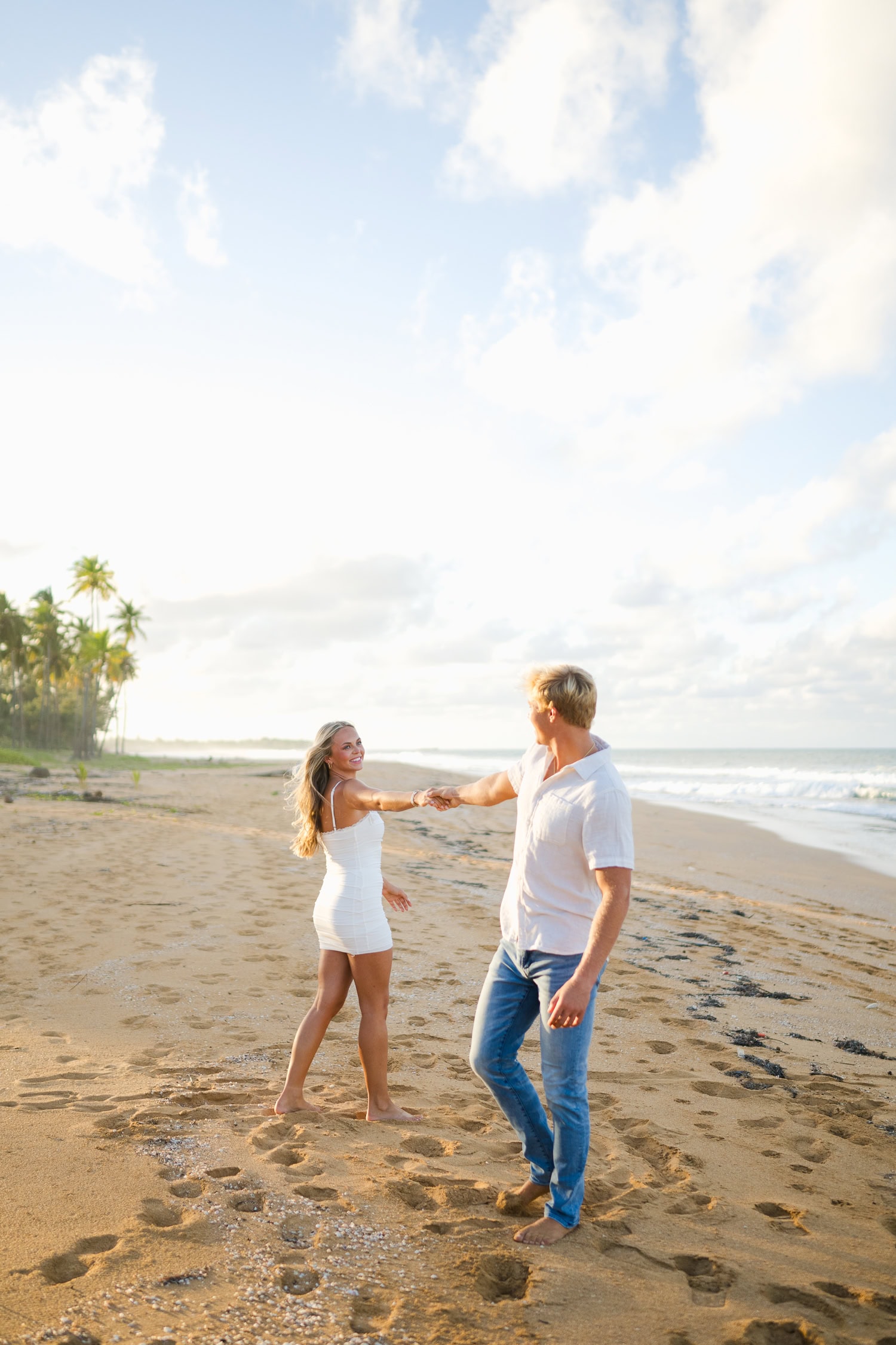 Vacation Beach Photos at Loiza, Puerto Rico sunset vacation beach engagement photos in Aviones Beach, Loiza Puerto Rico during their