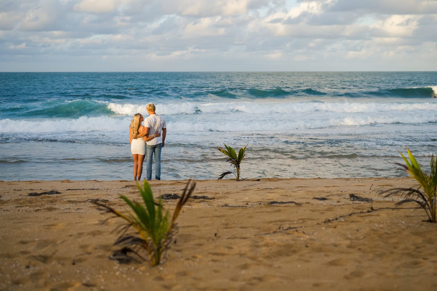 Vacation Beach Photos at Loiza, Puerto Rico sunset vacation beach engagement photos in Aviones Beach, Loiza Puerto Rico during their