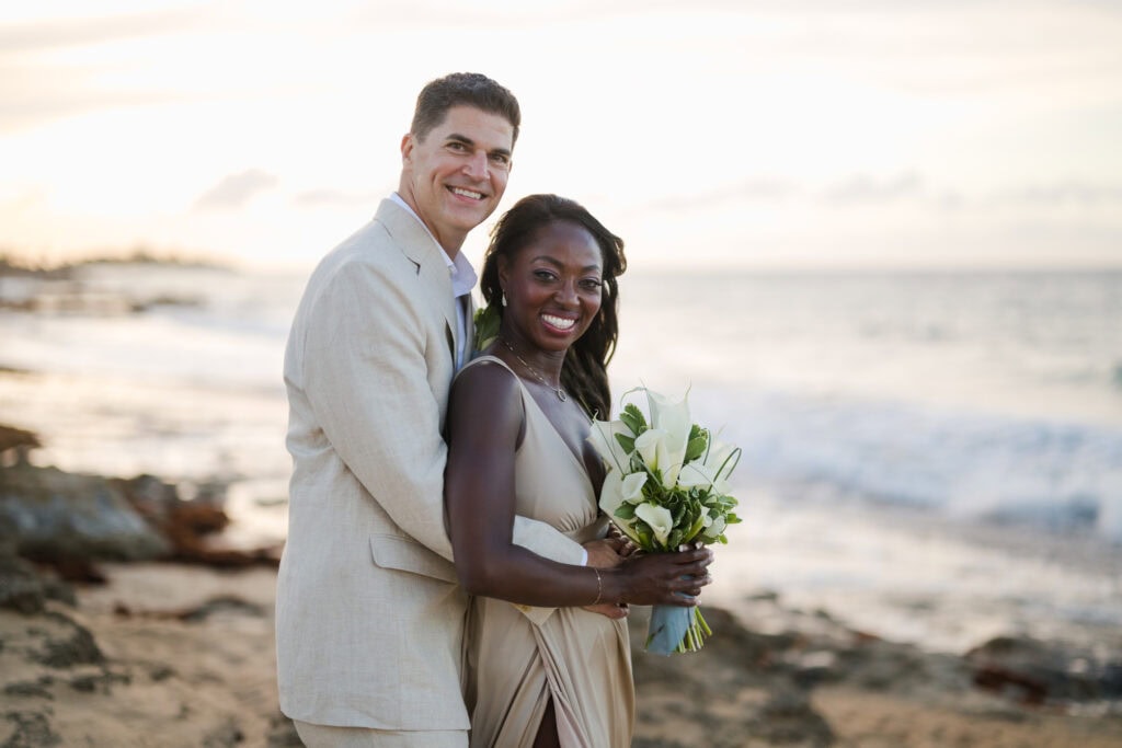 Golden hour portraits at Condado Ocean Club beach wedding