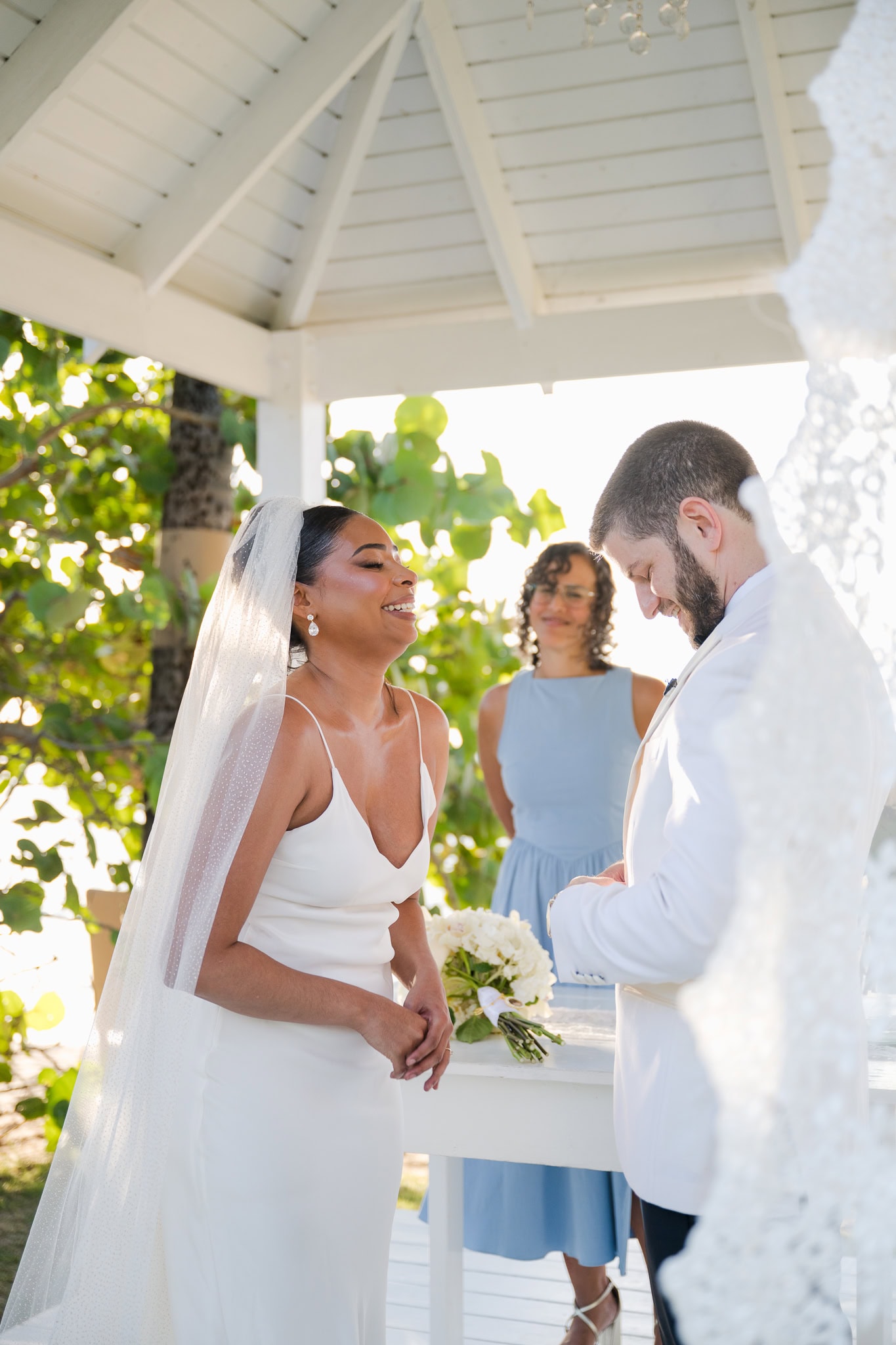 Villa Montana Beach Resort wedding ceremony by the gazebo in Puerto Rico