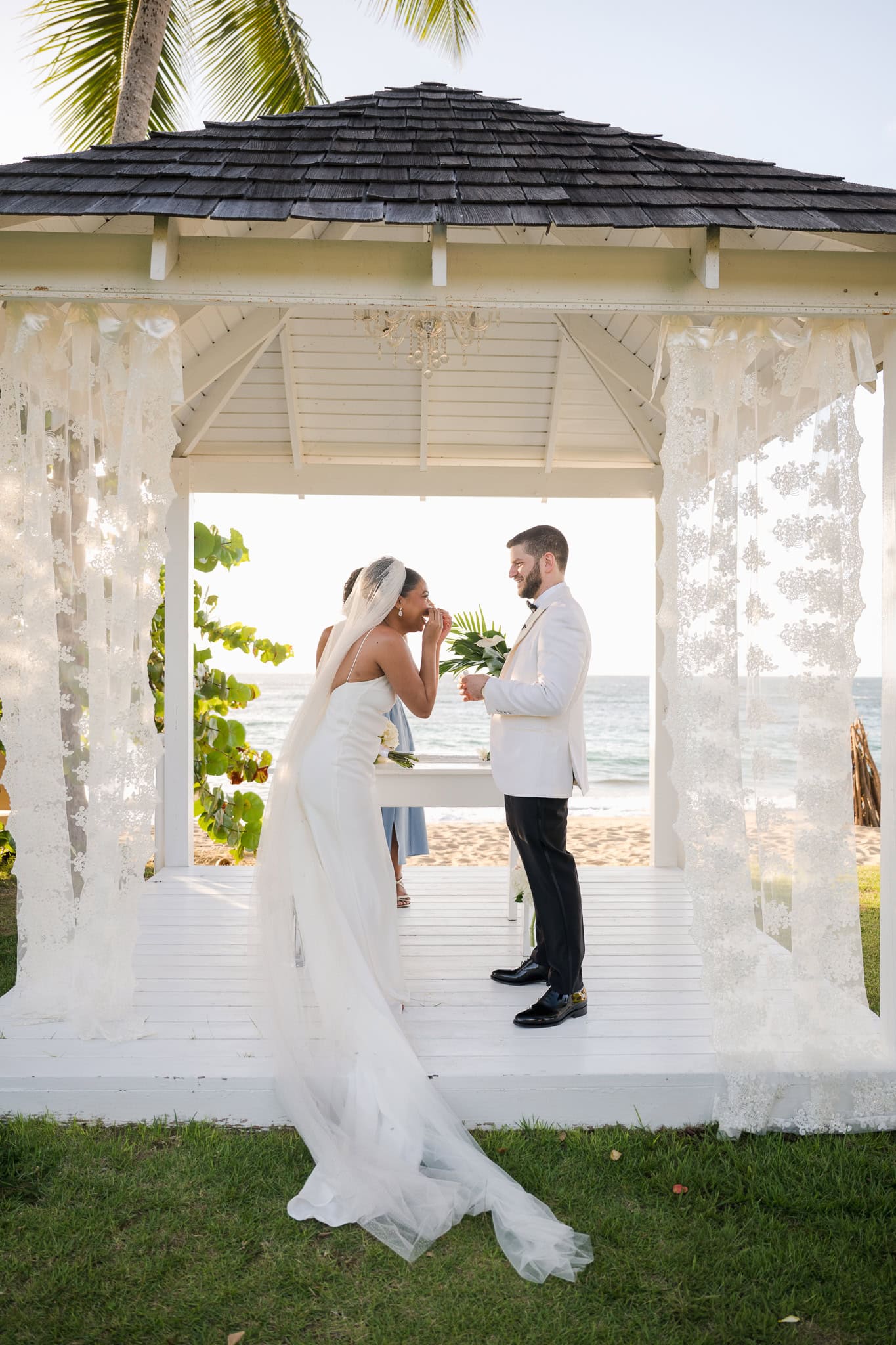 Villa Montana Beach Resort wedding ceremony by the gazebo in Puerto Rico