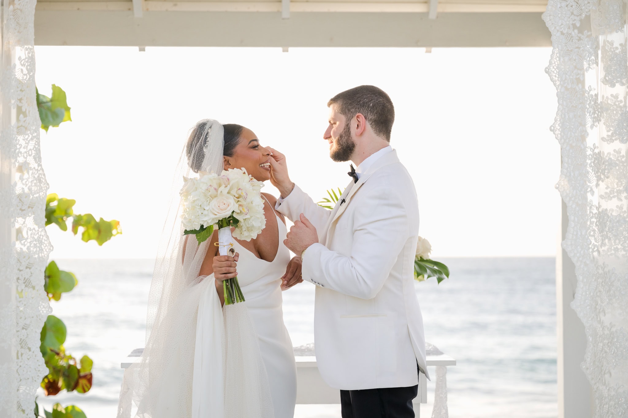 Villa Montana Beach Resort wedding ceremony by the gazebo in Puerto Rico