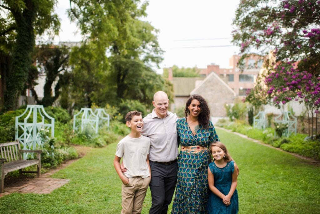 Family portrait near the Old Stone House in Georgetown Washington DC