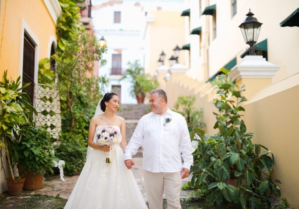 romantic not posed wedding portraits by Puerto Rico photographer Camille Fontanez in Old San Juan