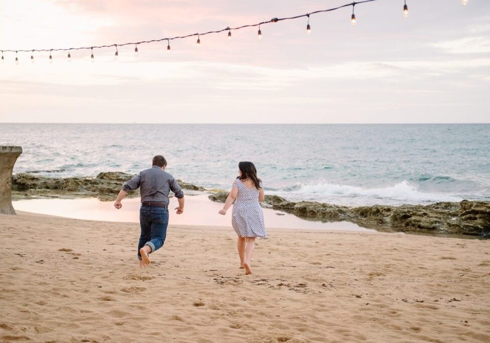 beach engagement session at Condado beach by Puerto Rico wedding photographer Camille Fontz
