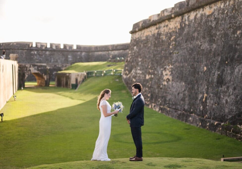 Caribbean elopement photography at El Morro Fortress in San Juan, Puerto Rico