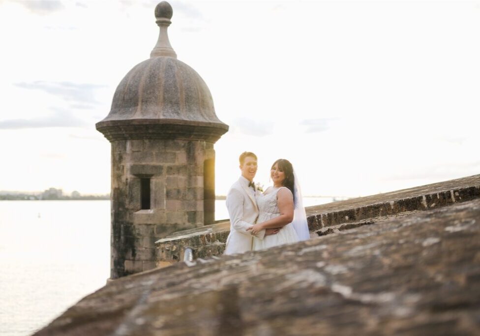 old san juan sunset garita photo of a newlywed couple near Hotel el Convento